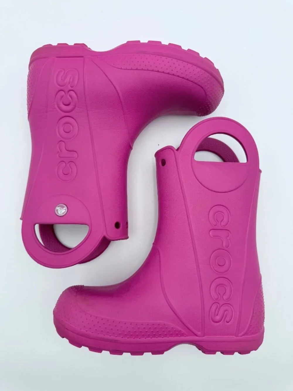 Crocs Kids Handle It Rain Boots Pink Lightweight Waterproof Durable Size J2